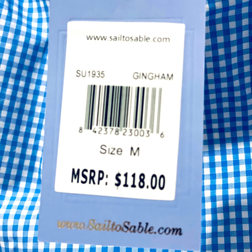 *NWT* Sail to Sable - Gingham Shirred Back Flutter Sleeve Top - Size M - Picture 2 of 7